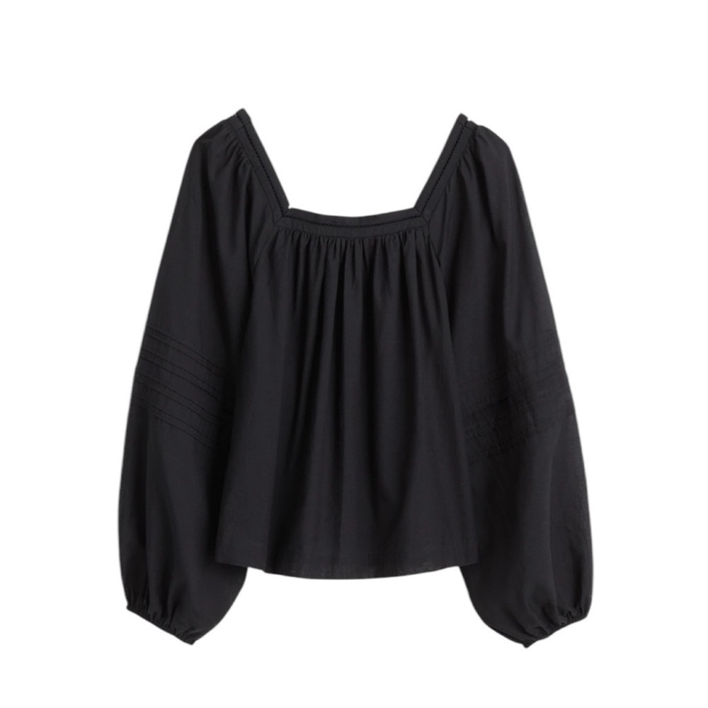 Madewell Square-Neck Long-Sleeve Top in True Black
